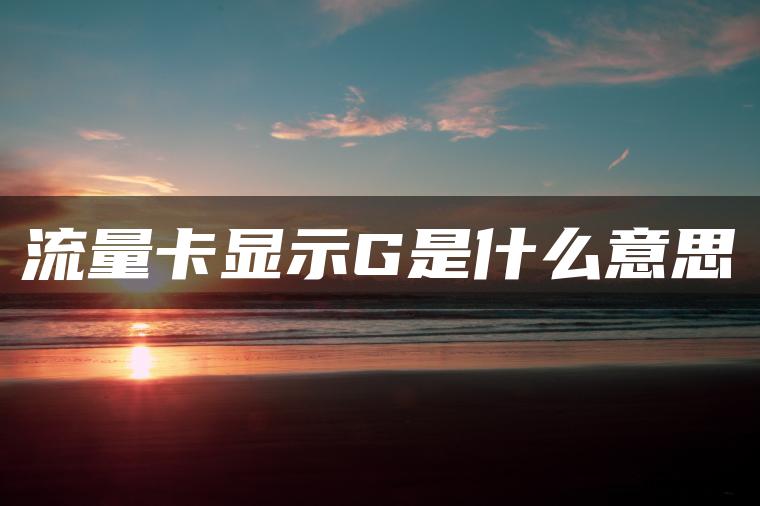 流量卡显示G是什么意思